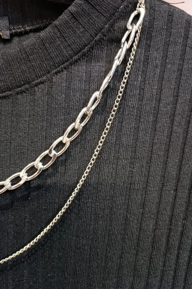 Kadın 2 Parça Metal Kolye - 3