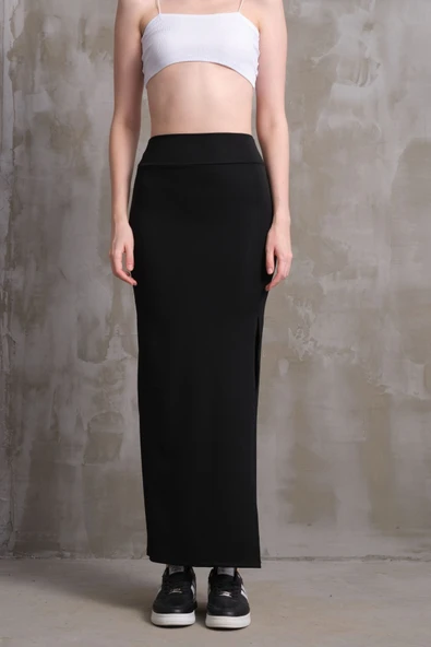 Kadın Ottoman Kumaş Yırtmaçlı Uzun Etek - 3