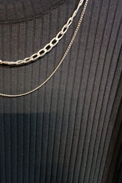 Kadın 2 Parça Metal Kolye - 2