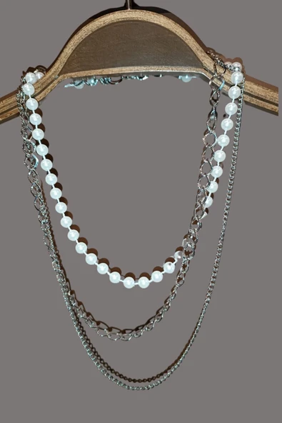 sedef inci kolye 3 parça metal ve inciden oluşmakta - 3