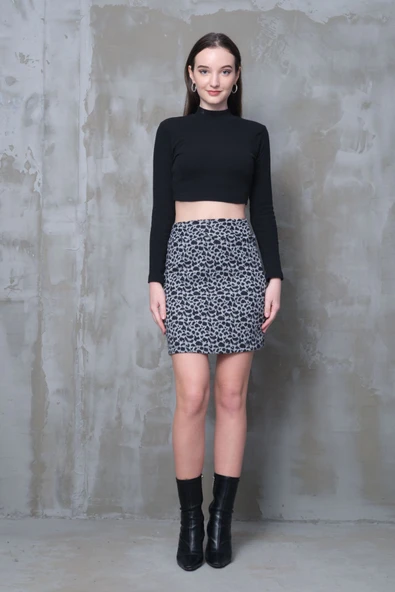 Çita Desen Mini Etek Dar Spor Kesim Toparlayıcı Korse Kemer Bir Beden Ince Görünüm Esnek Boy 45cm - 5