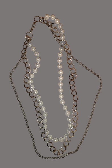 sedef inci kolye 3 parça metal ve inciden oluşmakta - 5