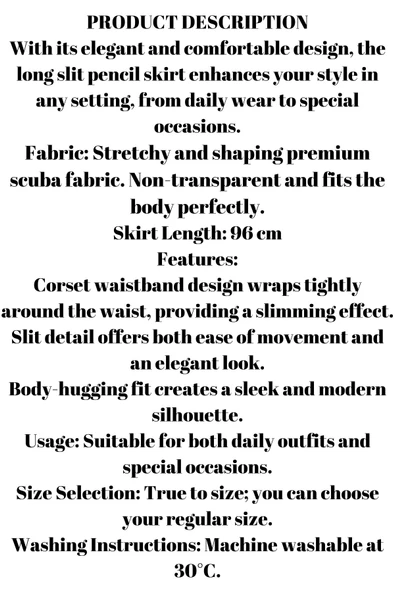 Yırtmaçlı Uzun Kalem Etek Toparlayıcı Korse Kemer Esnek Dalgıç Kumaş Boy 96cm - 6