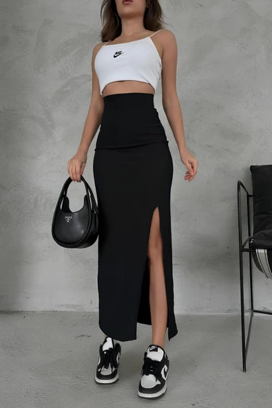 Yırtmaçlı Uzun Kalem Etek Toparlayıcı Korse Kemer Esnek Dalgıç Kumaş Boy 96cm - 4