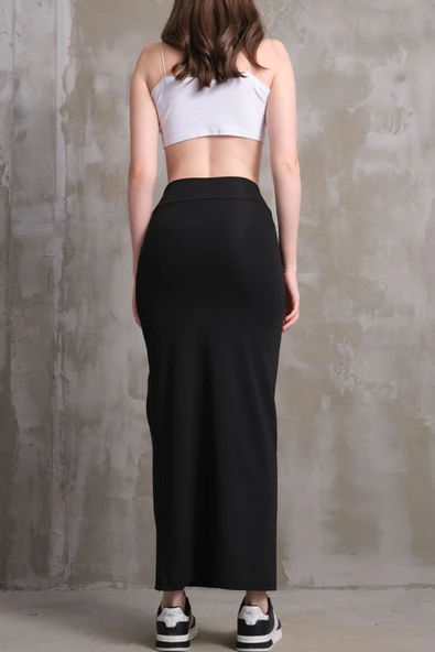 Kadın Ottoman Kumaş Yırtmaçlı Uzun Etek - 5