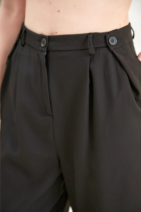 Kadın 2 Pileli Pilesi Öne Arkaya ayarlanır bol kadın Pantolon - 2