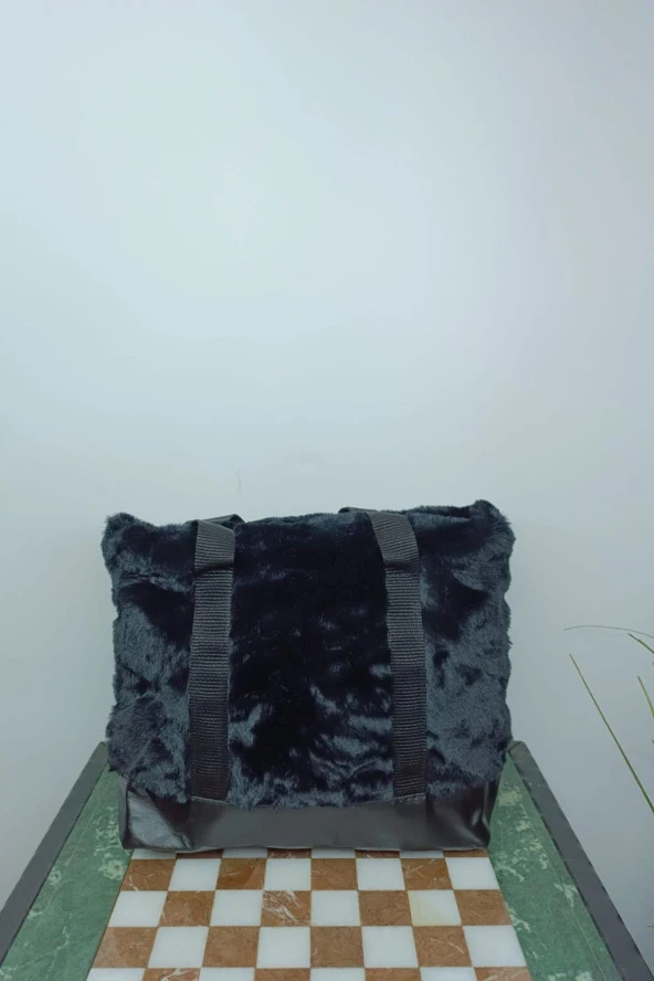 Peluşlu Deri Askılı Fermuarlı Spor Kadın Kol Çantası - 2