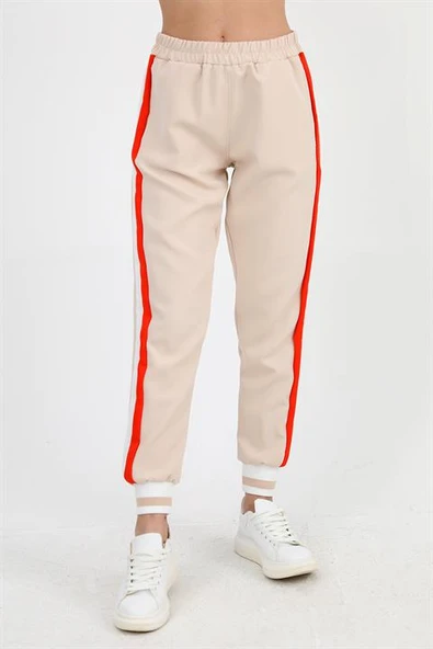 Üç Renk Fermuarlı Kapüşonlu Eşofman Takımı - Turuncu - Resim 6