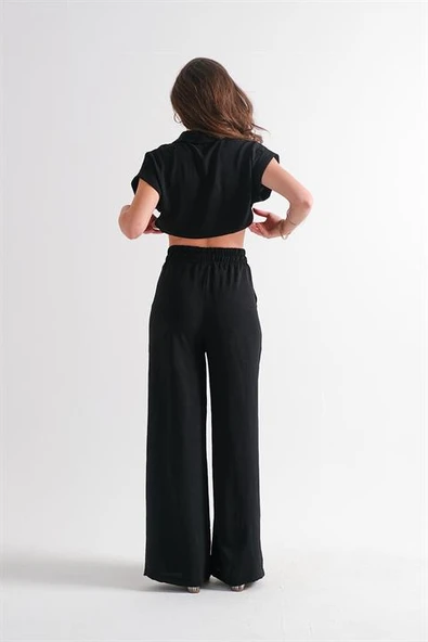 Önden Bağlamalı Aerobin İkili Takım - Siyah - Resim 5