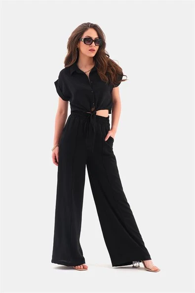 Önden Bağlamalı Aerobin İkili Takım - Siyah ürün görseli 1