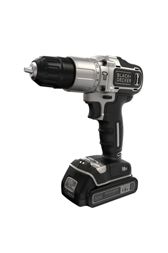 Black+Decker Silver Series BDCHD18SC2K-QW 18V 1.5Ah Çift Batarya Darbeli Matkap + Aksesuar (Kitbox) - 4