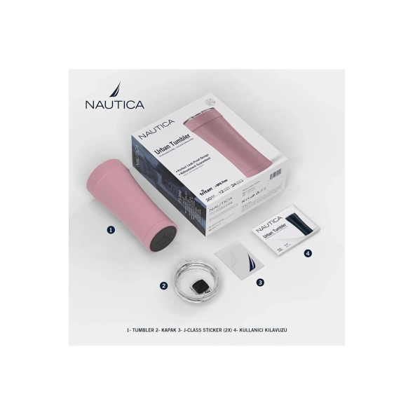 Nautica Elegant Serisi Urban Termos Paslanmaz Çelik Pembe (590 ml) - 3