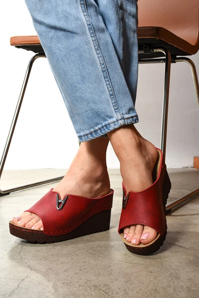 Albishoes Kadın Yüksek Dolgu Topuk 8,5 Cm Günlük Hafif Yumuşak Rahat Taban Anatomik Kadın Terlik - 3