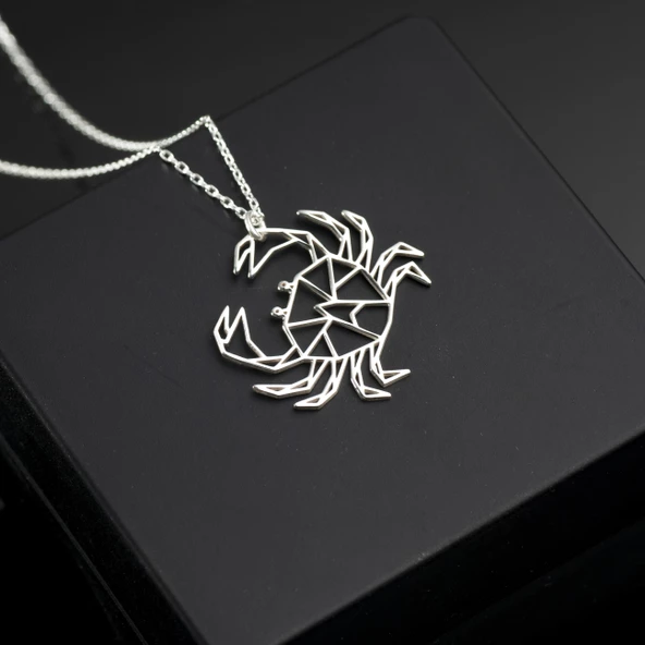 925 Ayar Gümüş Yengeç Kolye Özel Tasarım ürün görseli 1