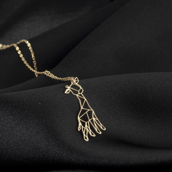 925 Ayar Gümüş Zürafa Kolye Özel Tasarım - Resim 2