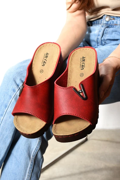 Albishoes Kadın Yüksek Dolgu Topuk 8,5 Cm Günlük Hafif Yumuşak Rahat Taban Anatomik Kadın Terlik - 4
