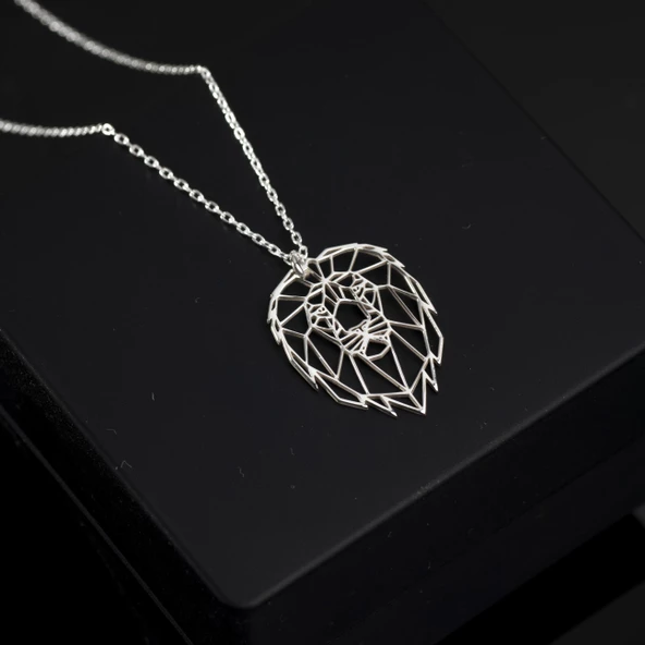 925 Ayar Gümüş Aslan Figürlü Kolye Özel Tasarım - Resim 2