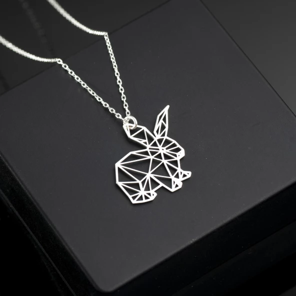 925 Ayar Gümüş Tombul Tavşan Kolye Özel Tasarım - Resim 2