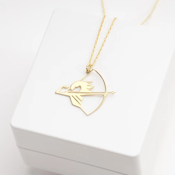 925 Ayar Gümüş Okçu Kolye Özel Tasarım - Resim 2