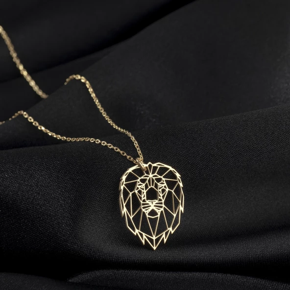 925 Ayar Gümüş Aslan Figürlü Kolye Özel Tasarım ürün görseli 1