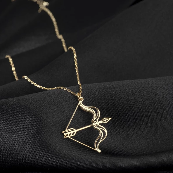 925 Ayar Gümüş Ok ve Yay Kolye Özel Tasarım - Resim 2