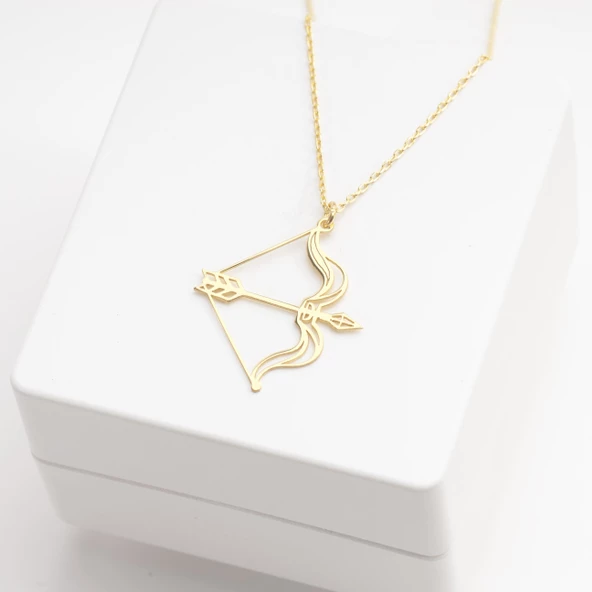 925 Ayar Gümüş Ok ve Yay Kolye Özel Tasarım - Resim 3