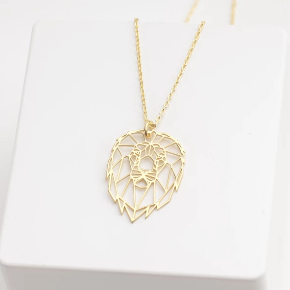 925 Ayar Gümüş Aslan Figürlü Kolye Özel Tasarım - Resim 3