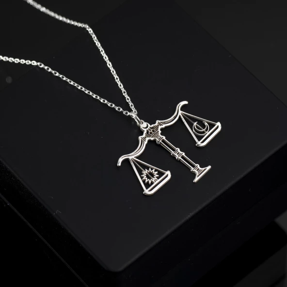 925 Ayar Gümüş Terazi Kolye Özel Tasarım ürün görseli 1