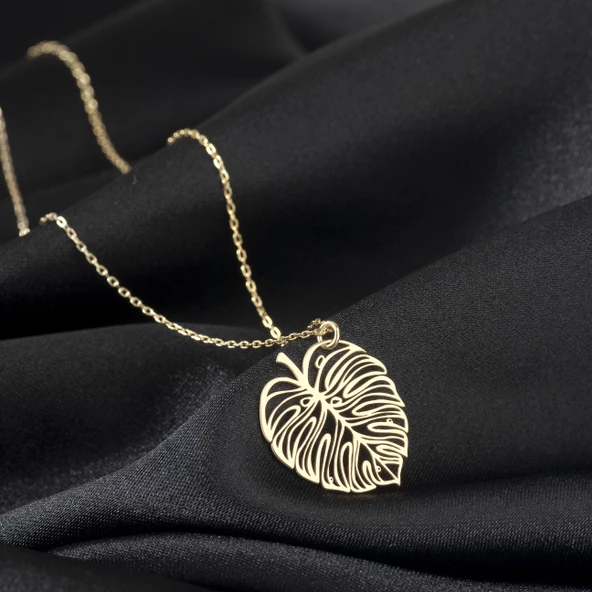 925 Ayar Gümüş Yaprak Kolye Özel Tasarım - Resim 2