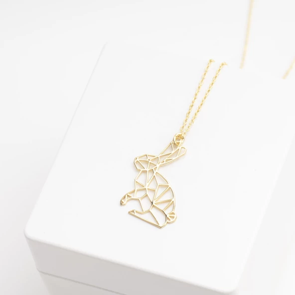 925 Ayar Gümüş Tavşan Kolye Özel Tasarım - Resim 3