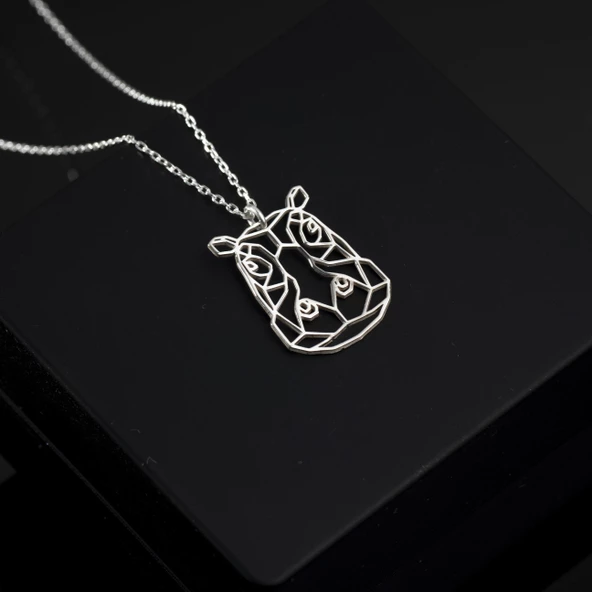 925 Ayar Gümüş Su Aygırı Kolye Özel Tasarım ürün görseli 1