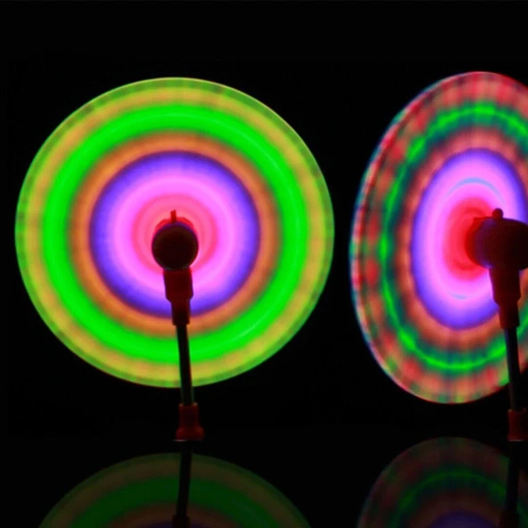2 PCS LİGHT LED SPİNNİNG RENKLİ IŞIKLI DÖNEN UFO PERVANE SESLİ IŞIKLI 2 ADET TURUNCU DEĞİRMEN IŞIK - Resim 2