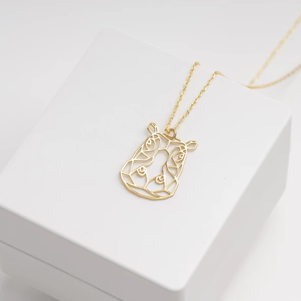 925 Ayar Gümüş Su Aygırı Kolye Özel Tasarım - Resim 3