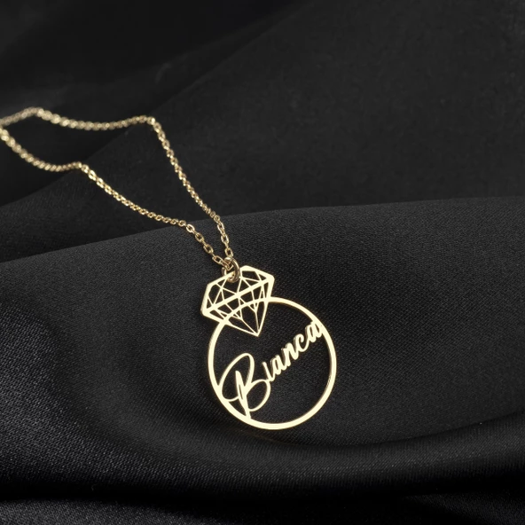 925 Ayar Gümüş Pırlanta İsim Kolye Özel Tasarım - Resim 2