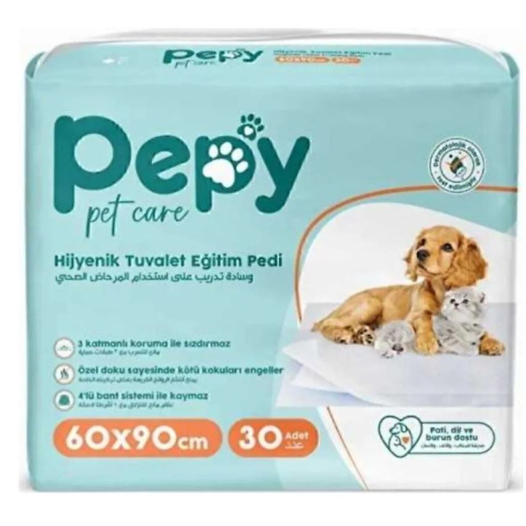 PEPY HİJYENİK YAPIŞKANLI TUVALET EĞİTİM PEDİ KÖPEK / KEDİ ÇİŞ PEDİ 30 ADET