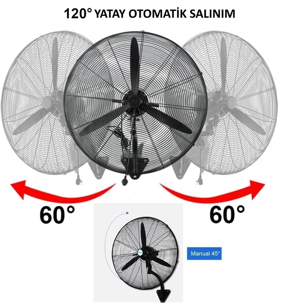 Ventus VS3010D Mega Boy 30" Vantilatör Sanayi Tipi 150W Duvar Tipi - 3