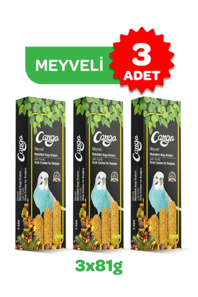 Cango Muhabbet Kuşu Krakeri Meyveli 81GR 3Lü - 2