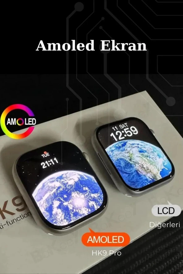 A32 SAMSUNG UYUMLU SMART WATCH HK9 PRO AMOLED EKRAN AKILLI SAAT