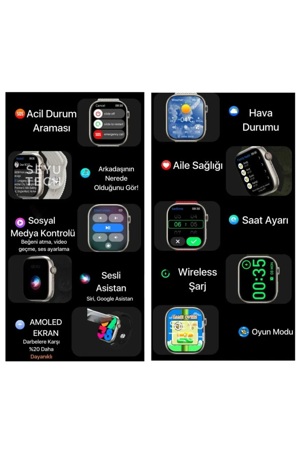 A15 SAMSUNG UYUMLU SMART WATCH HK9 PRO AMOLED EKRAN AKILLI SAAT