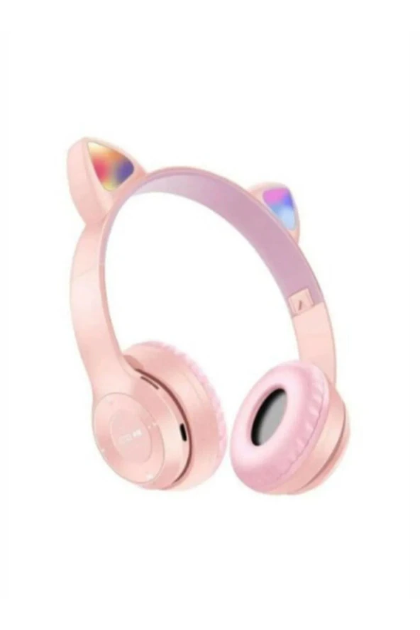 S9 SAMSUNG - S10 - S20 - S20FE - S21 SAMSUNG UYUMLU P47M PEMBE KEDİLİ BLUETOOTH KABLOSUZ KULAKLIK