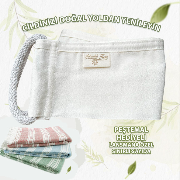 Otantik Kese Sırt Kesesi, Banyo Kesesi, Hamam Kesesi, Duş Kesesi, Peeling Eldiveni %100 Floş Kese - 1