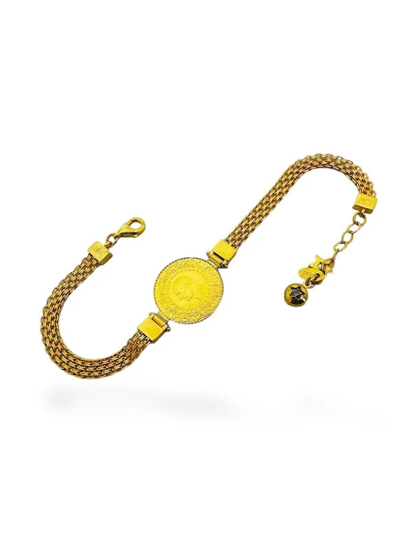 Darphane Çeyrek Bismark Zincir Kartanesi Altın Çeyrekli Bileklik - Resim 2