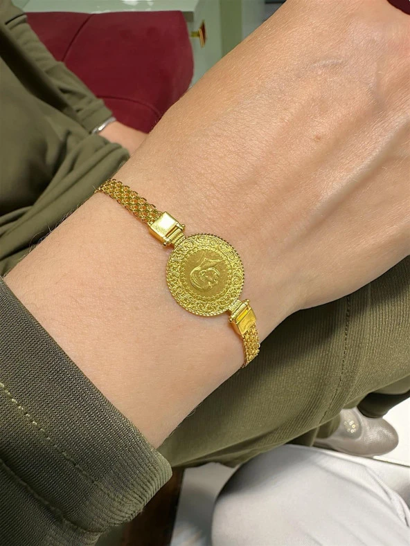 Darphane Çeyrek Bismark Zincir Kartanesi Altın Çeyrekli Bileklik - Resim 3