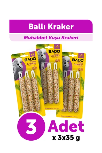 Bado Muhabbet Kuşu Krakeri Ballı 105Gr 3Lü