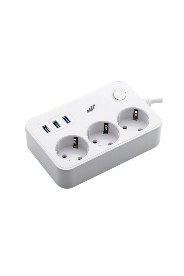 Jettpower 0370 Koruma Anahtarlı 3 Usb'li 2 Mt Uzatma Kablosu 2'li Paket