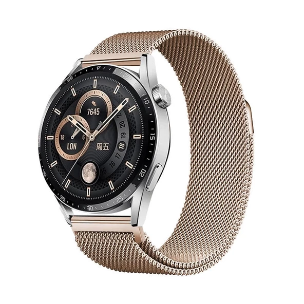 Huawei Watch GT3 46mm Uyumlu Band-12 22mm Metal Hasır Kordon