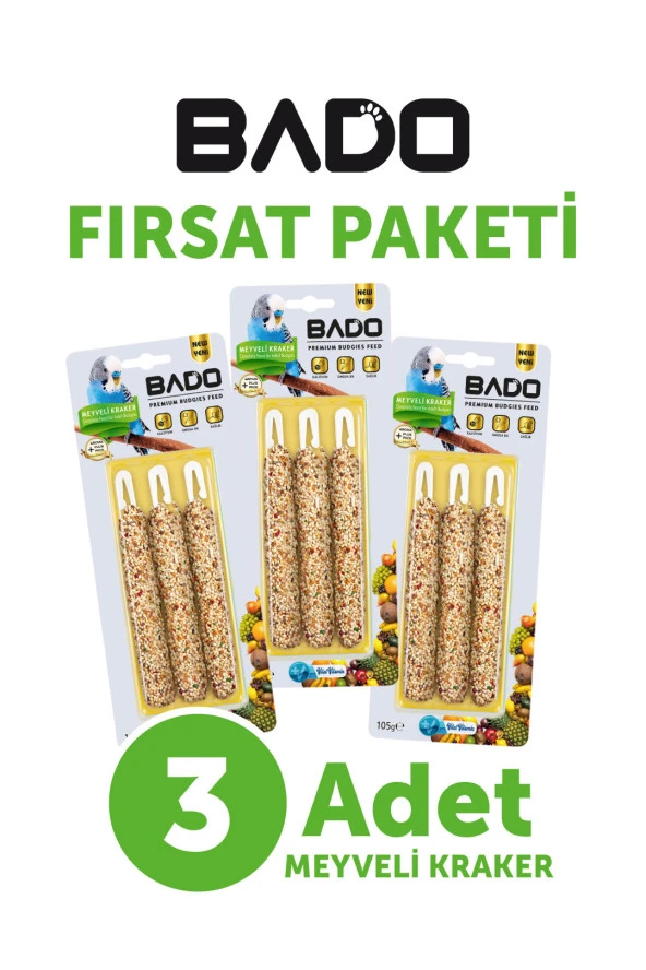 Bado Muhabbet Kuş Krakeri Meyveli 105GR 3Lü - 2