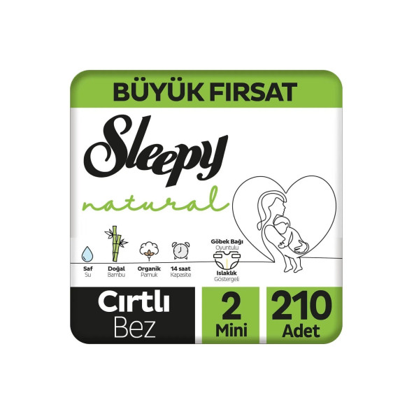 Sleepy Natural Bebek Bezi 2 Numara 210 Adet