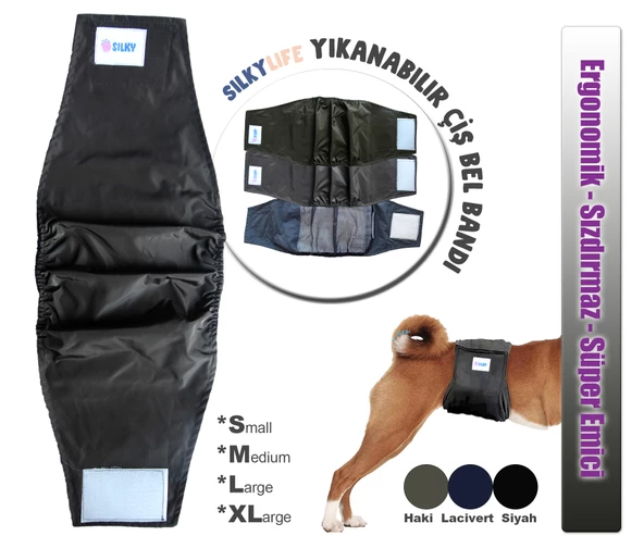 Silky - Erkek köpekler için Çiş Bel Bandı - Yıkanabilir / Değiştirilebilir