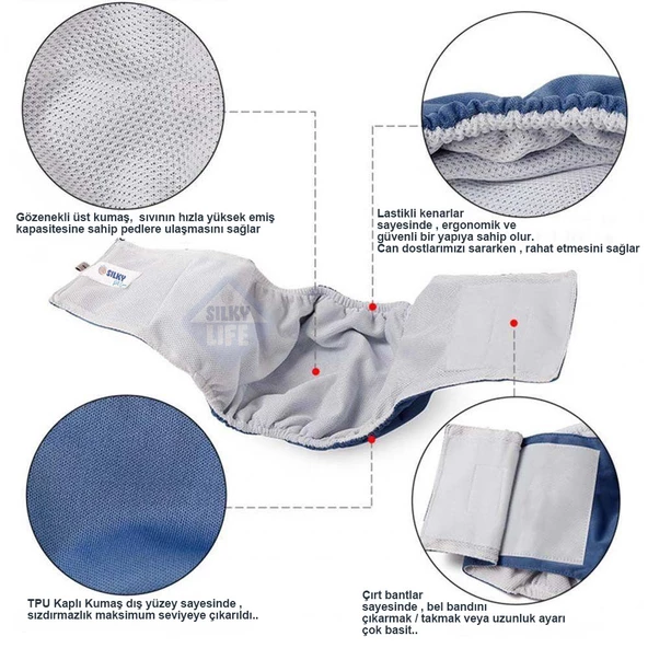 Silky - Erkek köpekler için Çiş Bel Bandı - Yıkanabilir / Değiştirilebilir - 5